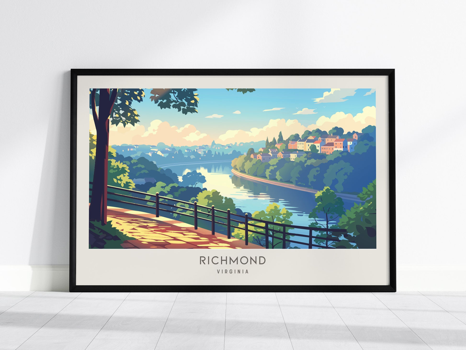 Richmond Landscape Matte Border Poster | Virginia Travel Wall Art — framed wall art, 24x36 in