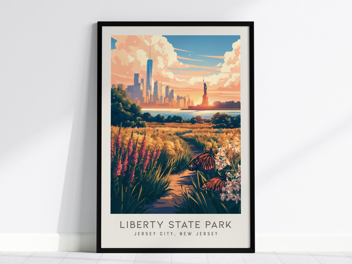 Liberty State Park Matte Border Poster | Jersey City, New Jersey Destination Print — framed wall art, 24x36 in