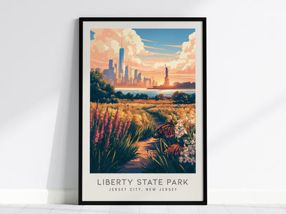 Liberty State Park Matte Border Poster | Jersey City, New Jersey Destination Print — framed wall art, 24x36 in