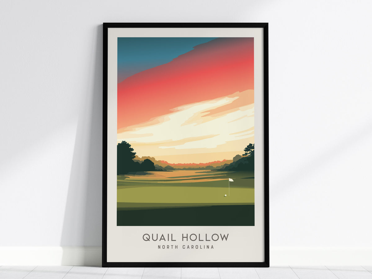 Quail Hollow Matte Border Poster | North Carolina Golf Course Print & Country Club Decor — framed wall art, 24x36 in