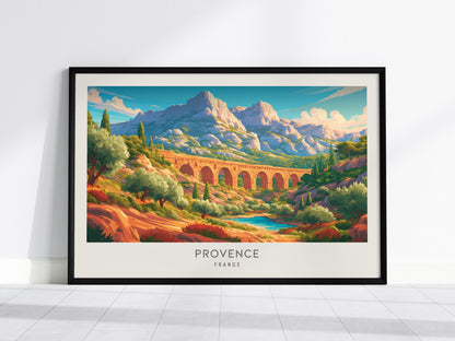 Provence Landscape Matte Border Poster | France Travel Wall Art — framed wall art, 24x36 in