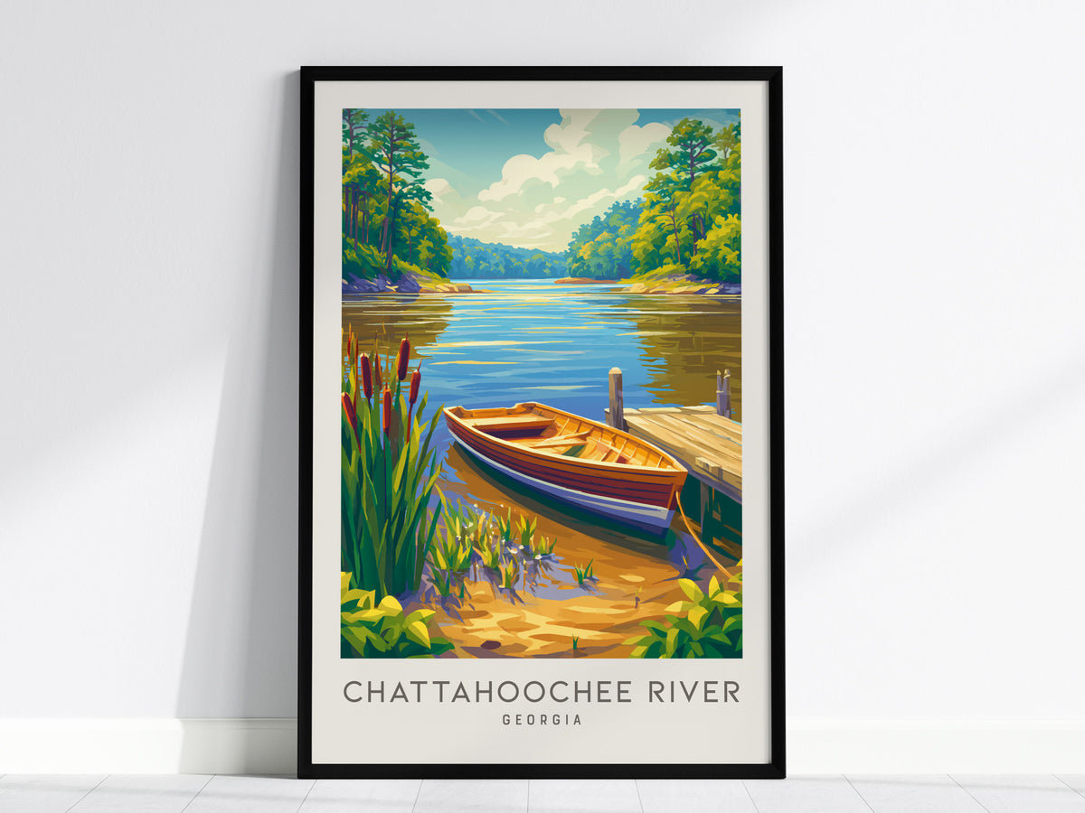 Chattahoochee River Matte Border Poster | Georgia Vacation Wall Art Framed or Unframed — framed wall art, 24x36 in