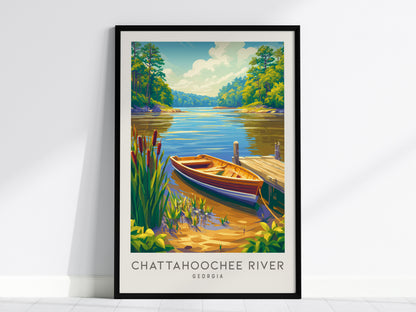 Chattahoochee River Matte Border Poster | Georgia Vacation Wall Art Framed or Unframed — framed wall art, 24x36 in