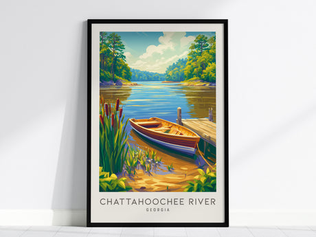Chattahoochee River Matte Border Poster | Georgia Vacation Wall Art Framed or Unframed — framed wall art, 24x36 in