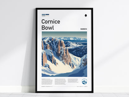 Cornice Bowl, Mammoth Poster | Alpine Print Ski Lodge Decor Wall Art — framed wall art, 24x36 in