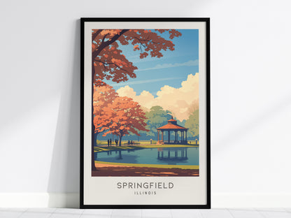 Springfield Matte Border Poster | Illinois Travel Wall Art — framed wall art, 24x36 in