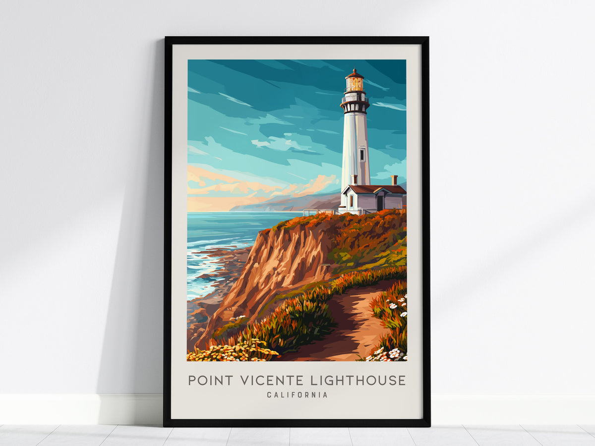 Point Vicente Lighthouse Matte Border Poster | California Travel Wall Art — framed wall art, 24x36 in
