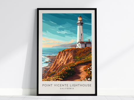 Point Vicente Lighthouse Matte Border Poster | California Travel Wall Art — framed wall art, 24x36 in