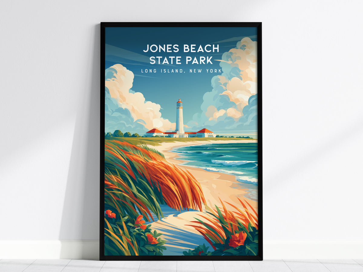 Jones Beach State Park, Long Island, New York Poster | Sun-Drenched Shoreline Destination Print Wall Art — framed wall art, 2