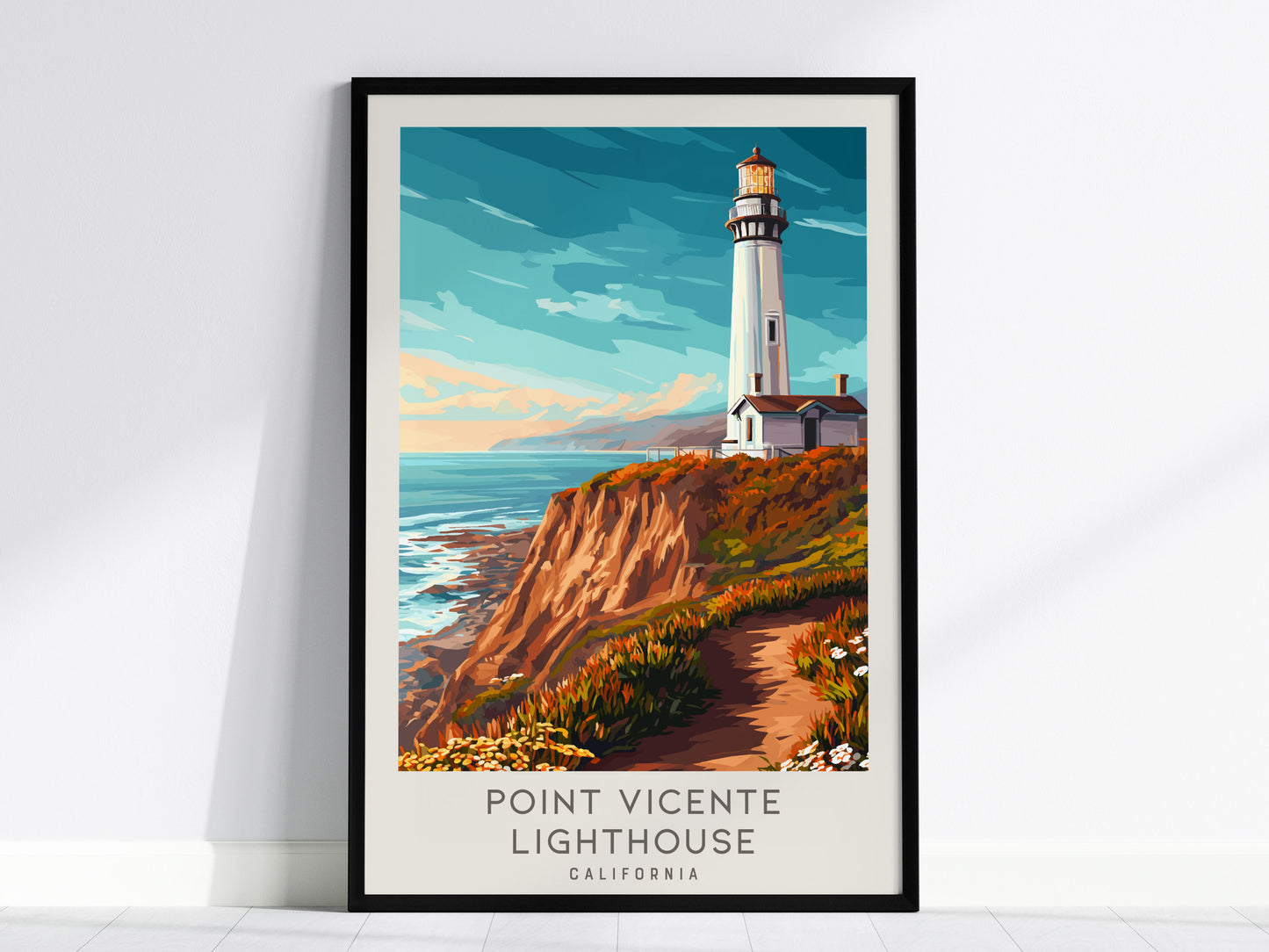 Point Vicente Lighthouse Matte Border Poster | California Travel Wall Art — framed wall art, 24x36 in