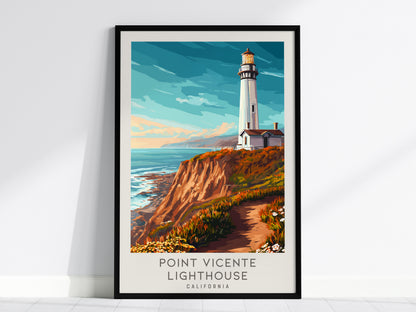 Point Vicente Lighthouse Matte Border Poster | California Travel Wall Art — framed wall art, 24x36 in