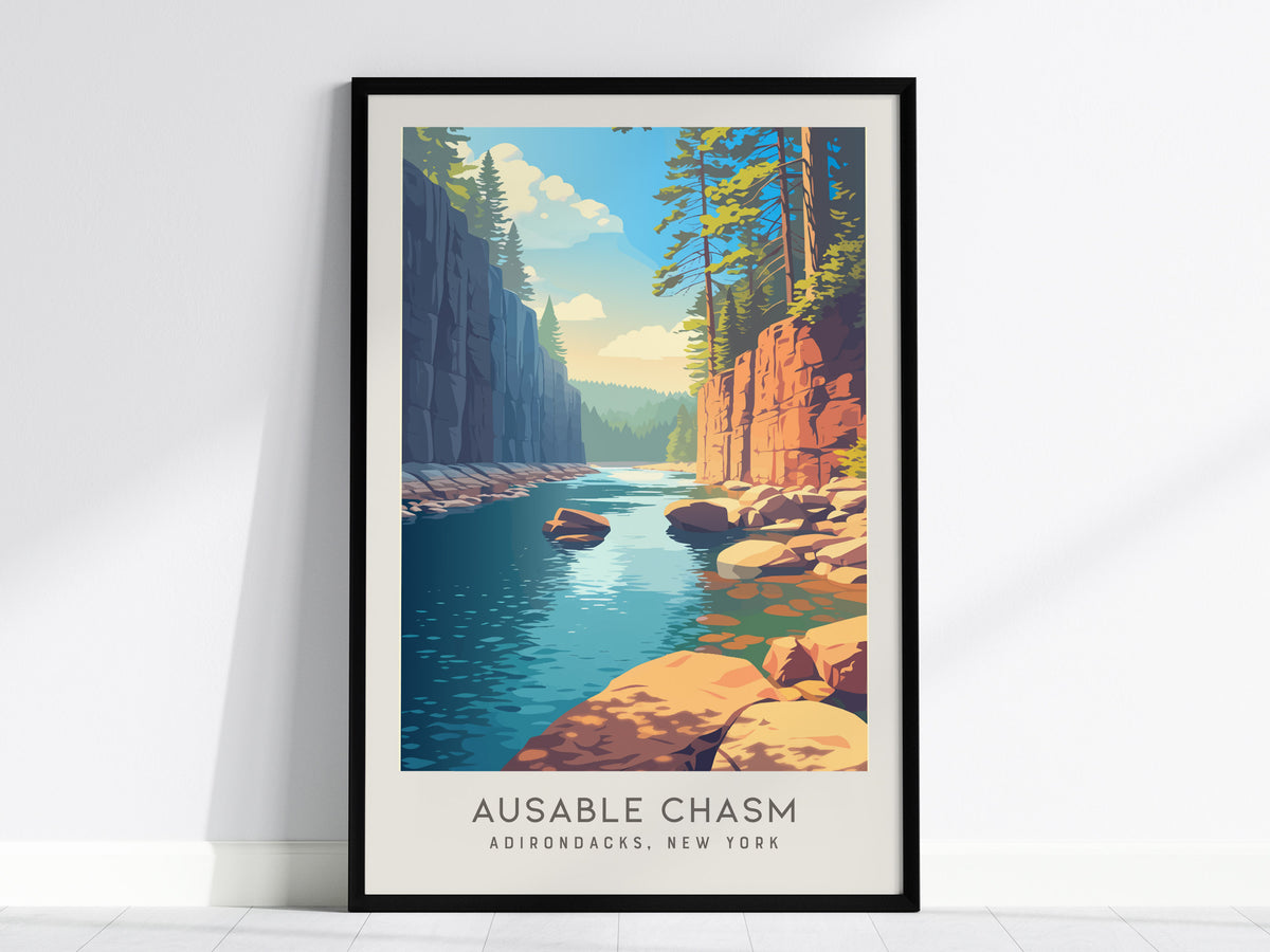 Ausable Chasm Matte Border Poster | Adirondacks, New York Destination Print — framed wall art, 24x36 in