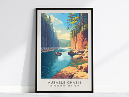Ausable Chasm Matte Border Poster | Adirondacks, New York Destination Print — framed wall art, 24x36 in