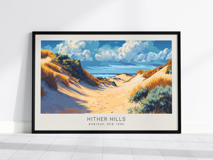 Hither Hills Landscape Matte Border Poster | Montauk, New York Coastal Beach Decor — framed wall art, 24x36 in