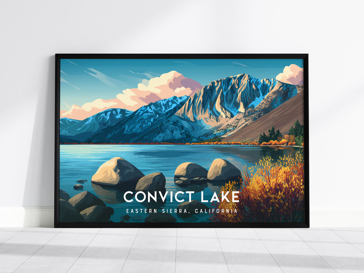 Convict Lake Landscape, Eastern Sierra, California Poster | Framed or Unframed Alpine Art Print — framed wall art, 24x36 in