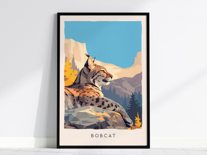 Bobcat Wildlife Poster | Fierce & Beautiful Wildcat Wall Art — framed wall art, 24x36 in