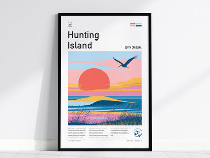 Hunting Island, South Carolina Poster | Driftwood Shores & Coastal Surf Wall Art — framed wall art, 24x36 in