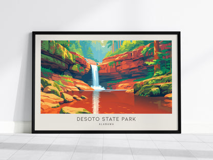 DeSoto State Park Landscape Matte Border Poster | Alabama Travel Gift Framed or Unframed — framed wall art, 24x36 in