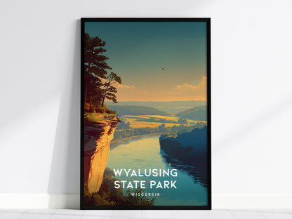 Wyalusing State Park, Wisconsin Poster | Bluffs & River Valley Vista Wall Art — framed wall art, 24x36 in