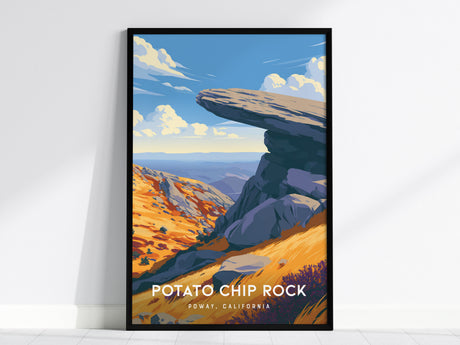 Potato Chip Rock, California Poster | Iconic Balanced Boulder Trail Wall Art — framed wall art, 24x36 in