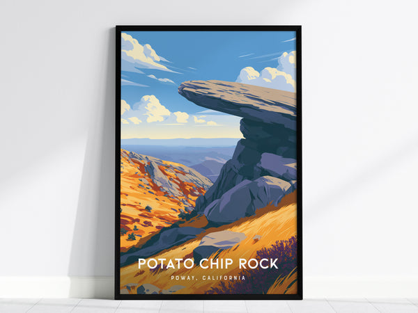 Potato Chip Rock, California Poster | Iconic Balanced Boulder Trail Wall Art — framed wall art, 24x36 in
