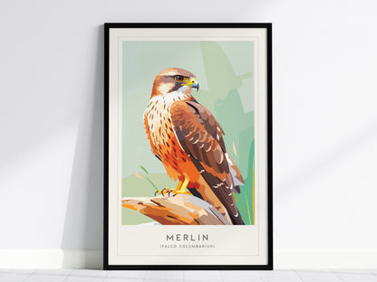 Merlin Bird Poster | Compact Falcon in Flight Wall Art — framed wall art, 24x36 in