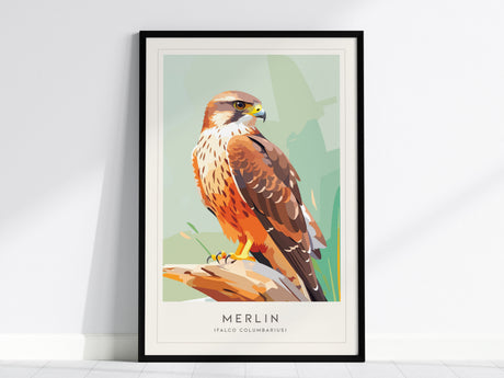 Merlin Bird Poster | Compact Falcon in Flight Wall Art — framed wall art, 24x36 in