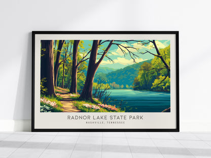 Radnor Lake State Park Landscape Matte Border Poster | Nashville, Tennessee Travel Gift Framed or Unframed — framed wall art