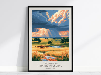 Tallgrass Prairie Preserve Matte Border Poster | Oklahoma Destination Print Travel Wall Art — framed wall art, 24x36 in