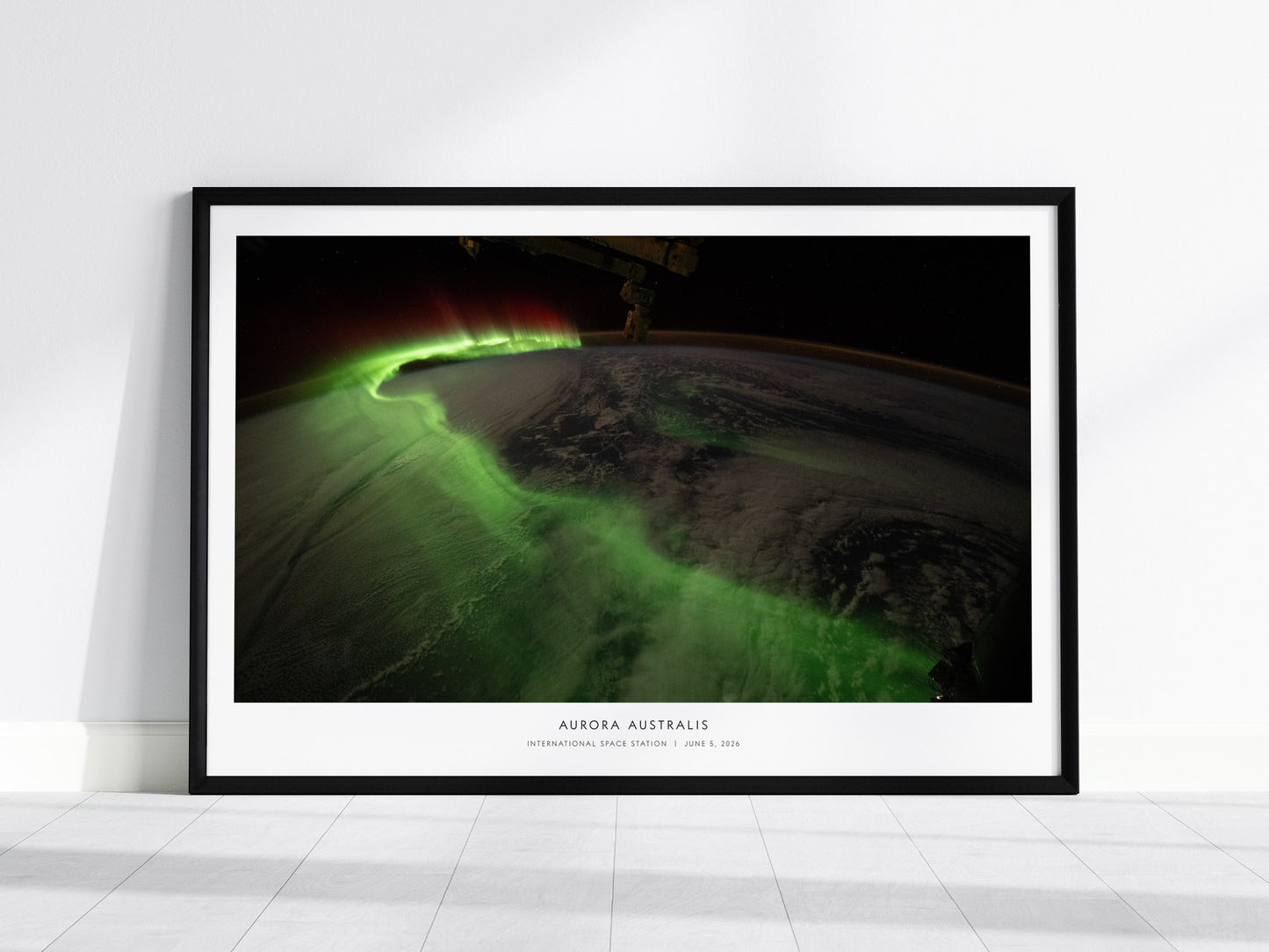 Aurora Australis Poster | NASA International Space Station Landscape Space Photography Wall Art — framed wall art, 24x36 in