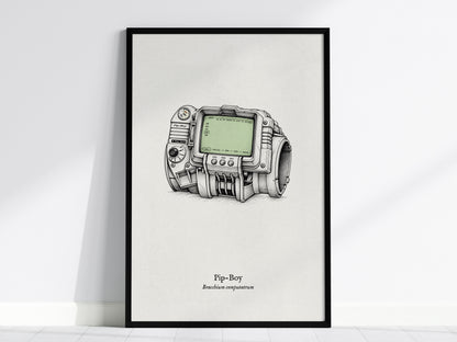 Pip-Boy Poster | Bracchium Computatrum Vintage Scientific Ink Illustration Wall Art — framed wall art, 24x36 in