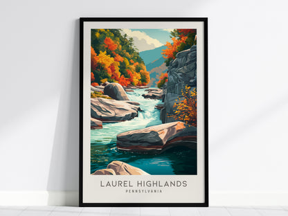 Laurel Highlands Matte Border Poster | Pennsylvania Destination Print Travel Wall Art — framed wall art, 24x36 in