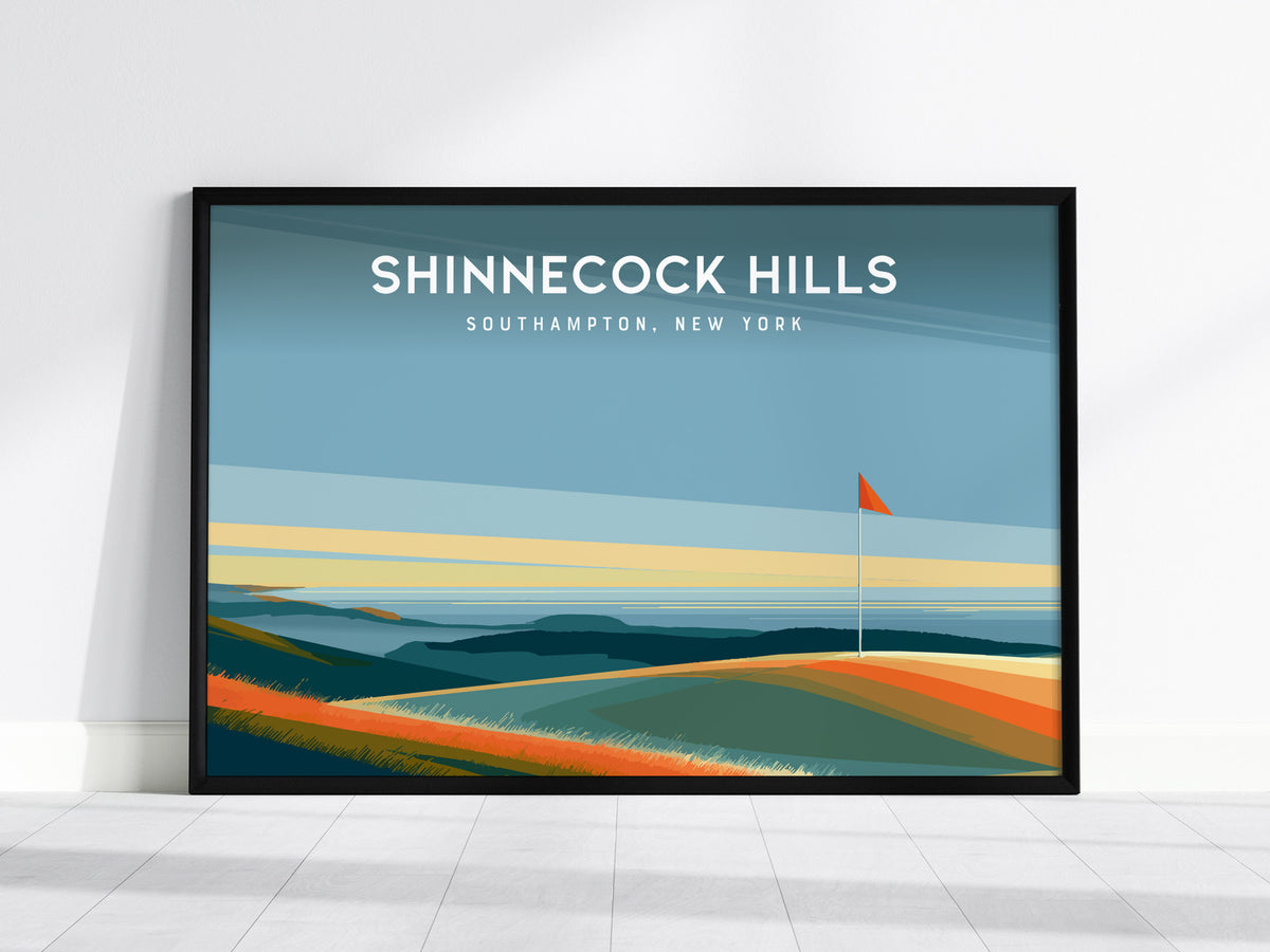 Shinnecock Hills Landscape Poster | Southampton, New York Golfer Gift & Links Poster Wall Art — framed wall art, 24x36 in