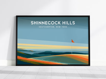 Shinnecock Hills Landscape Poster | Southampton, New York Golfer Gift & Links Poster Wall Art — framed wall art, 24x36 in