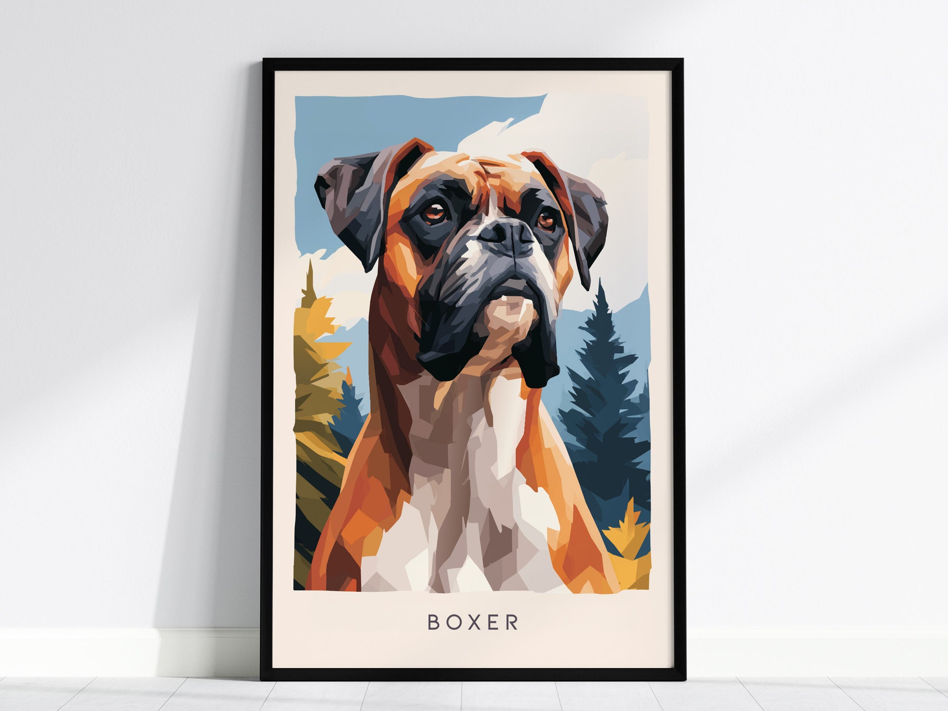 Boxer Poster | Loyal & Noble Canine Portrait Wall Art — framed wall art, 24x36 in