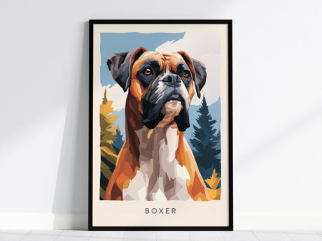 Boxer Poster | Loyal & Noble Canine Portrait Wall Art — framed wall art, 24x36 in
