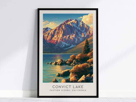 Convict Lake Matte Border Poster | Eastern Sierra, California Destination Print — framed wall art, 24x36 in