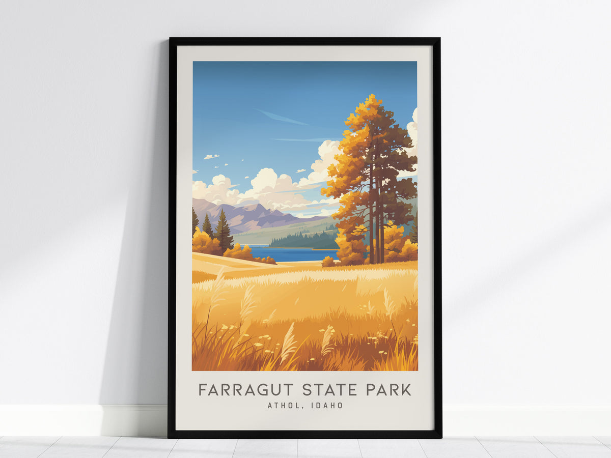 Farragut State Park Matte Border Poster | Athol, Idaho Travel Wall Art — framed wall art, 24x36 in