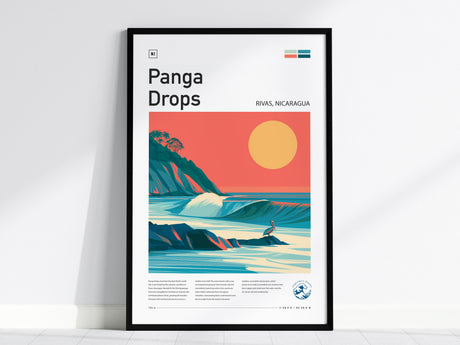Panga Drops, Rivas, Nicaragua Poster | Tropical Surf Wall Art — framed wall art, 24x36 in
