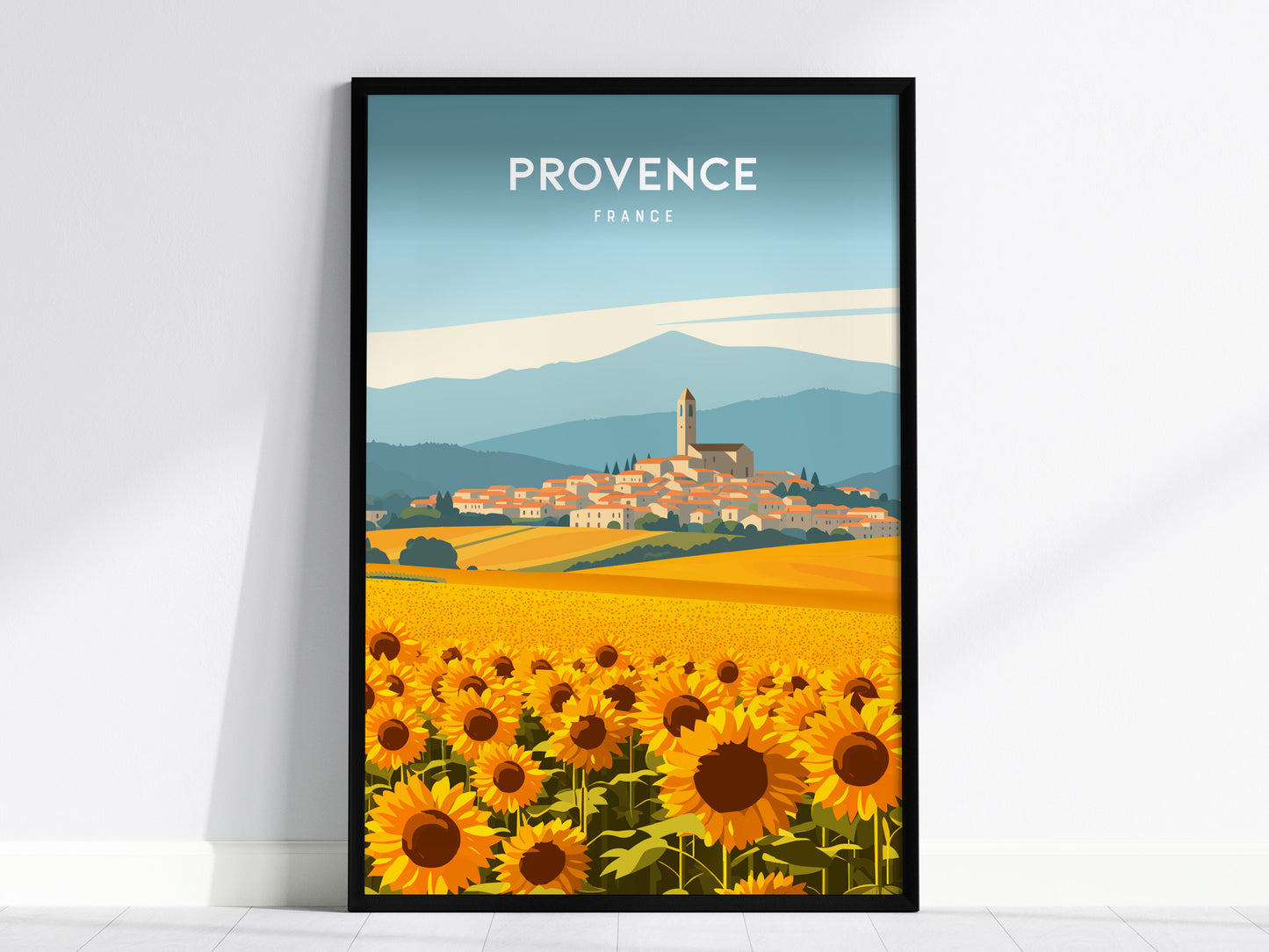 Provence, France Poster | Lavender Fields & Village Charm Wall Art — framed wall art, 24x36 in