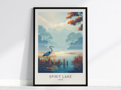 Spirit Lake Matte Border Poster | Iowa Travel Wall Art — framed wall art, 24x36 in