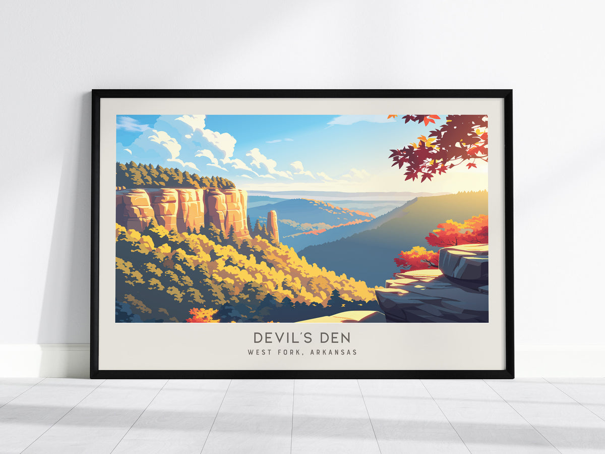Devil's Den Landscape Matte Border Poster | West Fork, Arkansas Travel Gift Framed or Unframed — framed wall art, 24x36 in
