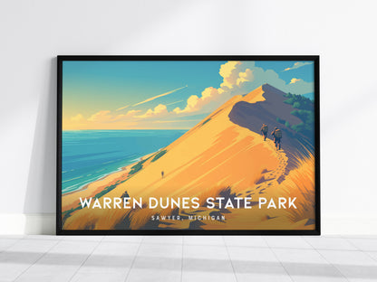 Warren Dunes State Park Landscape Poster | Sawyer, Michigan Travel Wall Art — framed wall art, 24x36 in