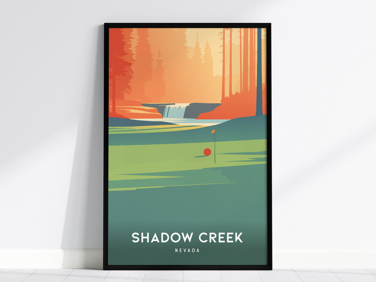 Shadow Creek, Nevada Poster | Desert Fairway Golf Course Print Wall Art — framed wall art, 24x36 in