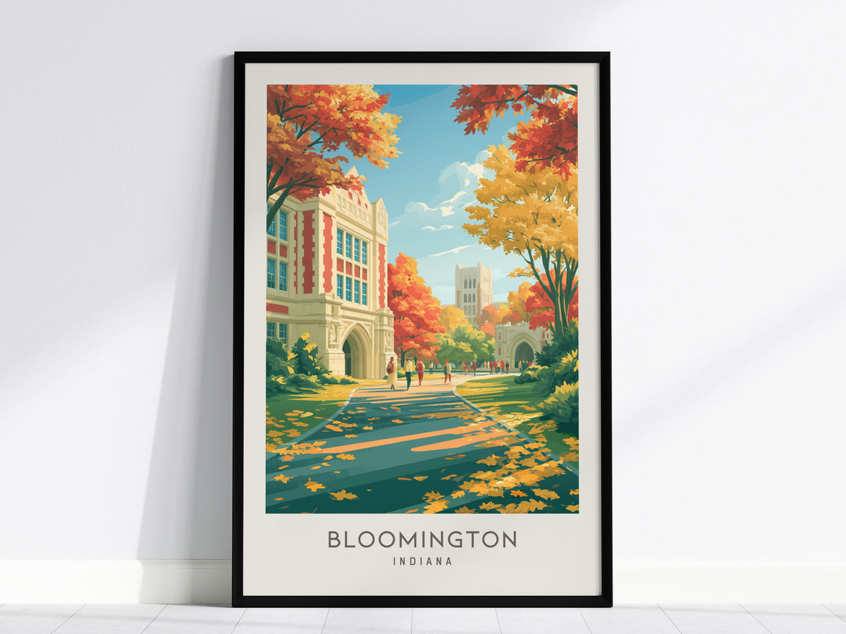 Bloomington Matte Border Poster | Indiana Destination Print Travel Wall Art — framed wall art, 24x36 in
