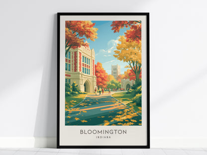 Bloomington Matte Border Poster | Indiana Destination Print Travel Wall Art — framed wall art, 24x36 in