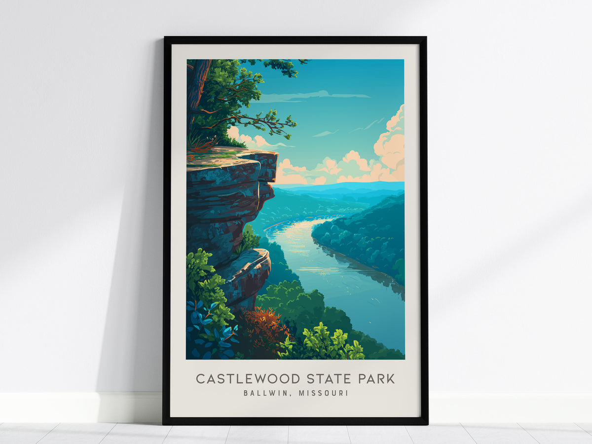 Castlewood State Park Matte Border Poster | Ballwin, Missouri Destination Print Travel Wall Art — framed wall art, 24x36 in