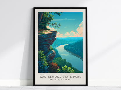 Castlewood State Park Matte Border Poster | Ballwin, Missouri Destination Print Travel Wall Art — framed wall art, 24x36 in