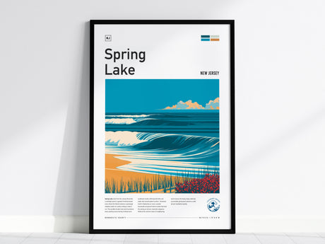 Spring Lake, New Jersey Poster | Surf Wall Art & Coastal Charm Print — framed wall art, 24x36 in