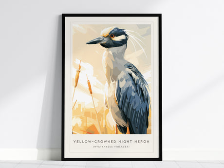 Yellow-crowned Night Heron, Nyctanassa violacea Poster | Elegant Wading Bird Wall Art — framed wall art, 24x36 in
